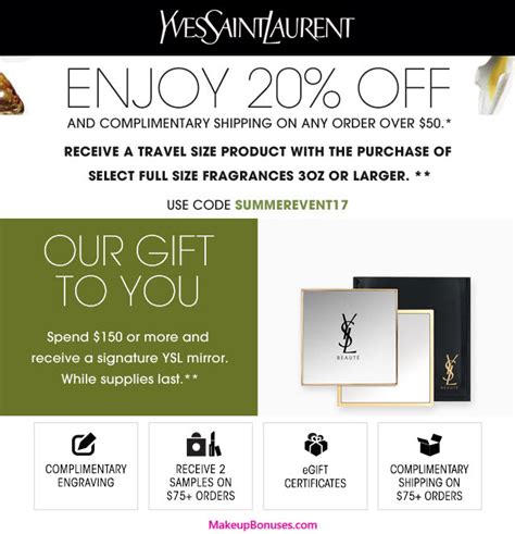 ysl makeup promo code|ysl 15 off first order.